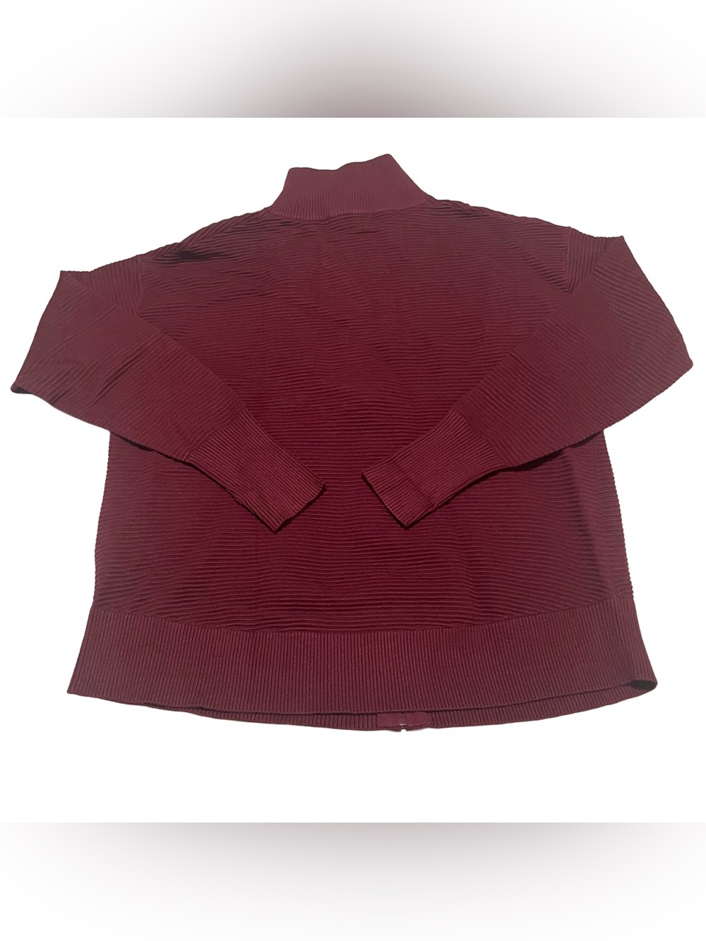 Full-Zip Ribbed Knit Jacket - Wine - Picture 2 of 5